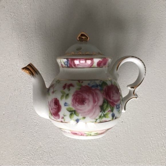 Adeline Floral Porcelain Teapot Gold Trim Night Light / Nightlight - Picture 3 of 6